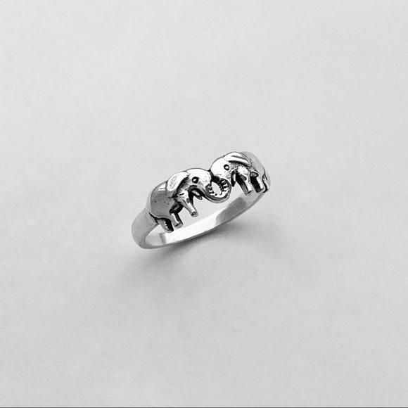 Sterling Silver Small Kissing Elephant Ring, Spirit Animal, Silver Rings, Luck - Picture 9 of 12